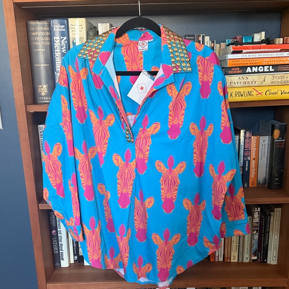 Sheridan French Oversized Vibrant Zebra Print Blouse